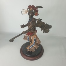 Franklin Mint Spirit of the Horseman Handpainted Bronze Statue Native American