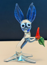 SMALL ART GLASS BUNNY RABBIT