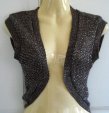Girls Miss Evie Brown Silver Metallic Knitted Party Shrug 6 UK 11 - 12 years