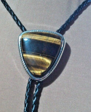 2# western bolo / bootlace tie tiger eye on black cord