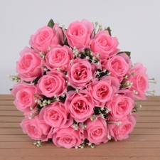 18 Heads Silk Rose Artificial Flowers Fake Bouquet Wedding Home Party Decor