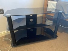 Black Glass Corner TV Stand