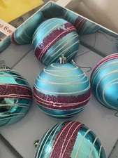 5 Large Coloured Glass Baubles