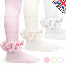 GIRLS TIGHTS SATIN SPANISH STYLE FRILLY UK DESIGNER KIDS BABY RUFFLE 0 TO 5Y