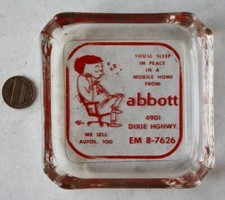 1950-60s Era Louisville Kentucky Dixie Highway Abbott Motor Homes RVs Ashtray --