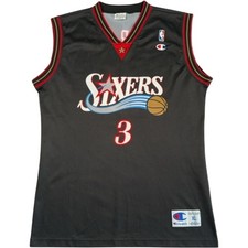 Champion Philadelphia 76ers NBA Jersey Men's XL Allen Iverson #3 Black Vintage