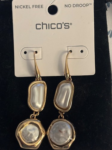Chicos gold pearl drop - gold/pearl,