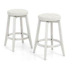 360° Swivel Bar Stool Set of 2 Retro Kitchen Stools Vintage Pub Stool White