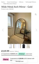 The Range Large Framed  GOLD FULL LENGTH ARCH METAL MIRROR 180CM X 110CM