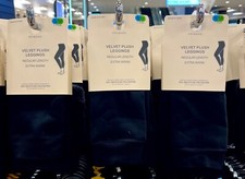 WOMENS PRIMARK VELVET PLUSH LEGGINGS BLACK FAUX FUR LINED SIZES S M L XL XXL