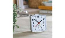 Habitat Square Analogue Alarm Clock - Silver-GBL82.