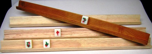 Mahjong racks wooden set - mahjong, wooden.