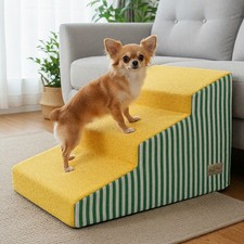 3/4/5 Tier Dog Stairs for Old Cats, Puppy Removable Washable Cover Bright Yellow