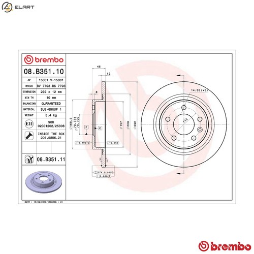 Brake disc b351 11 - disc, 08.b351.11