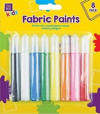 8 Pack Fabric Paint Pens T-Shirt Clothes Designs Assorted Permanent Colours