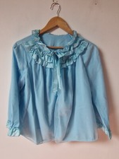 Vintage Charnos Babydoll Nightwear Cape Top Blue Size M 10 12