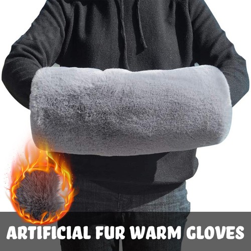 Faux fake fur muff hand - faux,