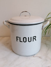 Vintage White Enamel Flour