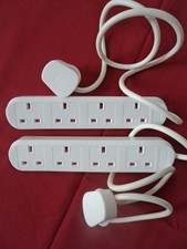 2 Status Extension Lead Electric Power Bars 4 Gang Sockets 0.9m Cable White