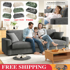 Large 2/3/4 Seater Teddy Velvet Sofa Jumbo Cord w/ 2 Pillow Modern Couch Settee