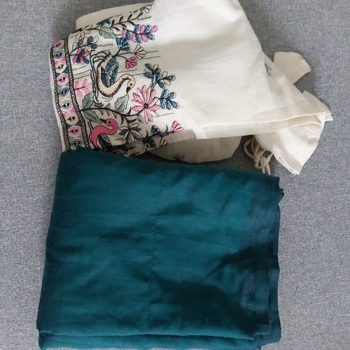 Teal green khadi cotton - green, saree