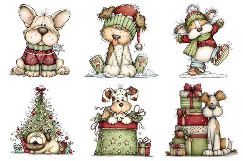 Dogs christmas cardmaking - a,