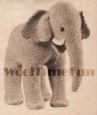 Knitting Pattern Cute Little Toy Elephant. Vintage 1940s Make From Oddments