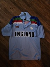 Men’s 1992 England Cricket World Cup Shirt Retro Replica Size L Great Condition