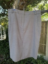 Houndstooth Check Pencil Skirt Knee Length Lined Smart Office UK 16 EU 44