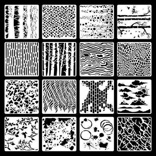 16pcs mixed media stencils for - 16pcs,
