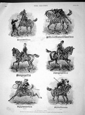 Original Old Antique Print 1893 Musical Ride Sier Horse Yeomanry Cavalry Bugle