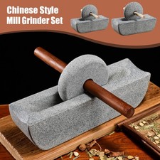 New Chinese Style Mill Grinder Set Crusher Stone Roller Tea Tray Seasoning Mills