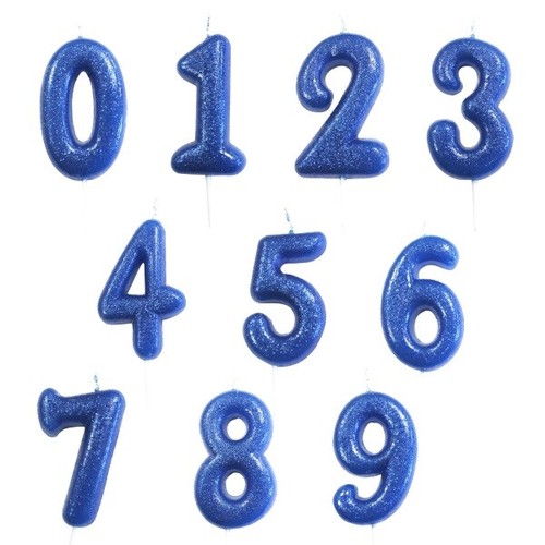 Blue glitter number cake - blue,