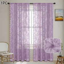 Black Lace Floral Net Curtains Voile Curtain Fashion Drape Panels Window Tulle