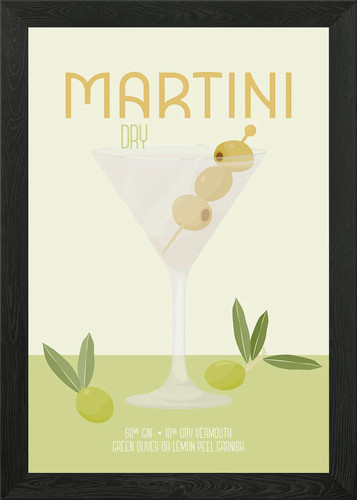 Martini cocktail poster framed - cocktail,