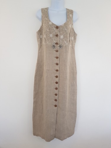 Vintage dress linen pinafore - linen,