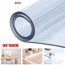 2mm Thick Clear Transparent Vinyl PVC Tablecloth Table Protector Plastic Cover