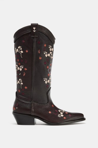 Zara black leather cowboy - zara,
