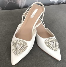 Womens flat shoes White Sling back Pointed Sandals Ballet Pumps size 6