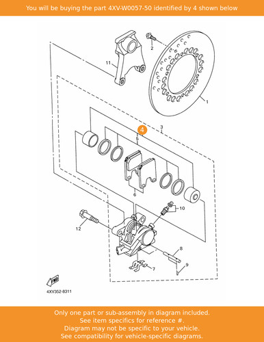 Yamaha piston assy caliper - piston, assy,