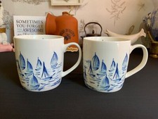SAINSBURYS SET OF 2 MUGS Boat SCENES Sailing Sail Boats Yachts