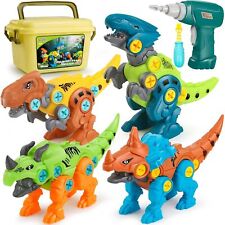 DIY Take Apart Dinosaur Building Toys for Kid with Storage Box Electric Drill