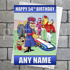 Wacky Races birthday card. 5x7 inches. Dick Dastardly. Muttley. Personalised.