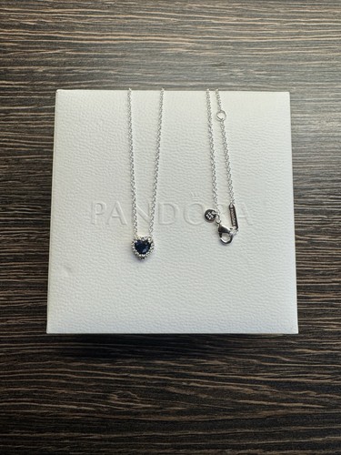 Pandora blue silver halo - blue, heart