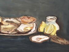 Oil on Canvas, Still Life Study Oysters, After Manet, Framed, H47xW64cm