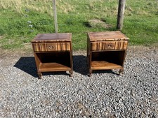 A Pair of Vintage Bedside Cabinets / Oriental Pot Stands / Bedsides
