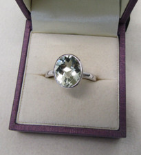 Green Amethyst (Prasiolite) Sterling Silver Solitaire Ring