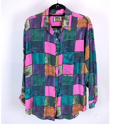 90s stone silk geometric block - silk,
