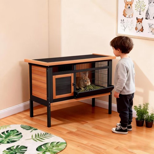 Elevated rabbit hutch with - elevated,