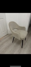 8 Set Beige Dinner Chairs Fabric Black Legs Modern Upholstered Dining Chair